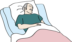 Mann liegt krank im Bett