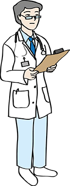 Ein Arzt im weißen Kittel