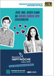 Vorschau des Plakats zur Bayerischen Impfwoche 2022 mit dem Schwerpunkt HPV