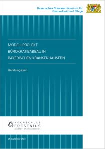 Cover der Broschüre zum Modellprojekt "Bürokratieabbau in bayerischen Krankenhäusern"