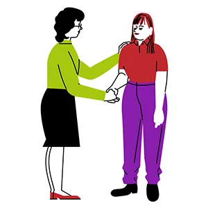 Frau lobt eine andere Frau